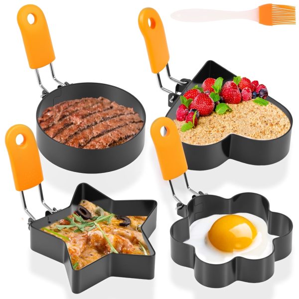Xiyztok 4Pcs Round Egg Frying Mold Non Stick Egg Shaper Mold Pancake Cooking Ring Kitchen Utensil