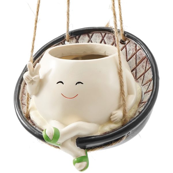 Swing Planter Pot Synthetic Resin Swing Chair Planter Pot Easy to Hang Smile Face Flower Pot Add Interest Smile Face Planter for Home Decor