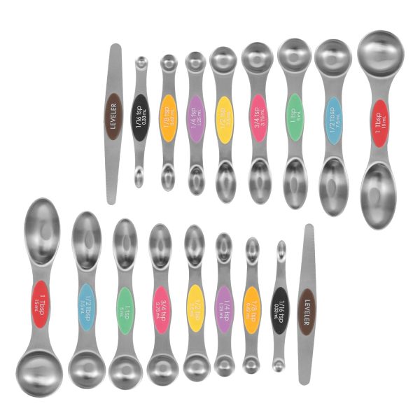 Xiyztok 18Pcs Magnetic Measuring Spoons Versatile Safe Stainless Steel Double Sided Teaspoon Easy to Clean Measuring Spoons Nesting Teaspoons Solid Nesting Tablespoon Teaspoon for Liquid Ingredients