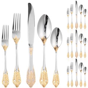 Xiyztok 20Pcs Stainless Steel Flatware,4 Fine Silverware Set with Matte Polish Service for Home Party Restaurant Dishwasher Safe