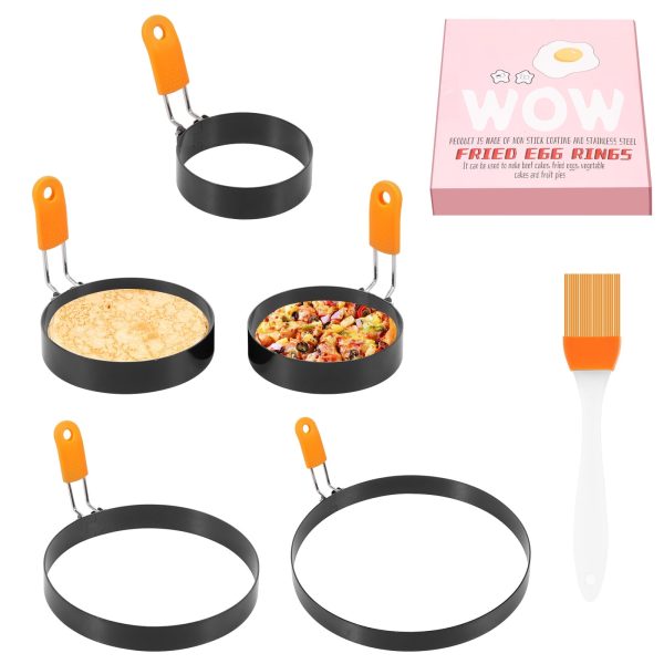 Xiyztok 6Pcs Round Egg Frying Mold Non Stick Egg Shaper Mold Pancake Cooking Ring Kitchen Utensil?? Sizes??ACTIVE