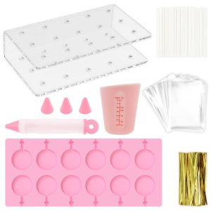 Xiyztok 304Pcs Silicone Lollipop Mold Kit Easy to Release Lollipop Candy Mold Inspire Creativity Cake Pop Kit Easy to Use for Baking