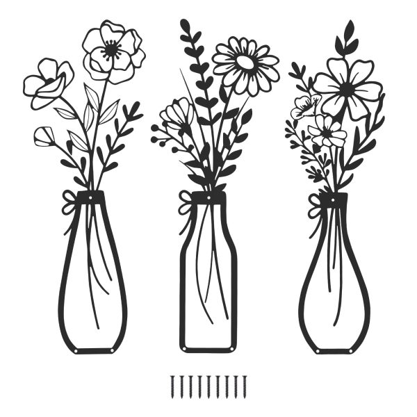 3-Piece Metal Flower Wall Decor Minimalist Metal Wall Sculptures for Bedroom, Living Room, Kitchen, Lightweight and Gift-Worthy for Housewarming