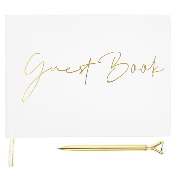 Paper Wedding Guest Book Versatile Smooth Writing Memory Wedding Book With Pen for Baby Shower Anniversary Birthday