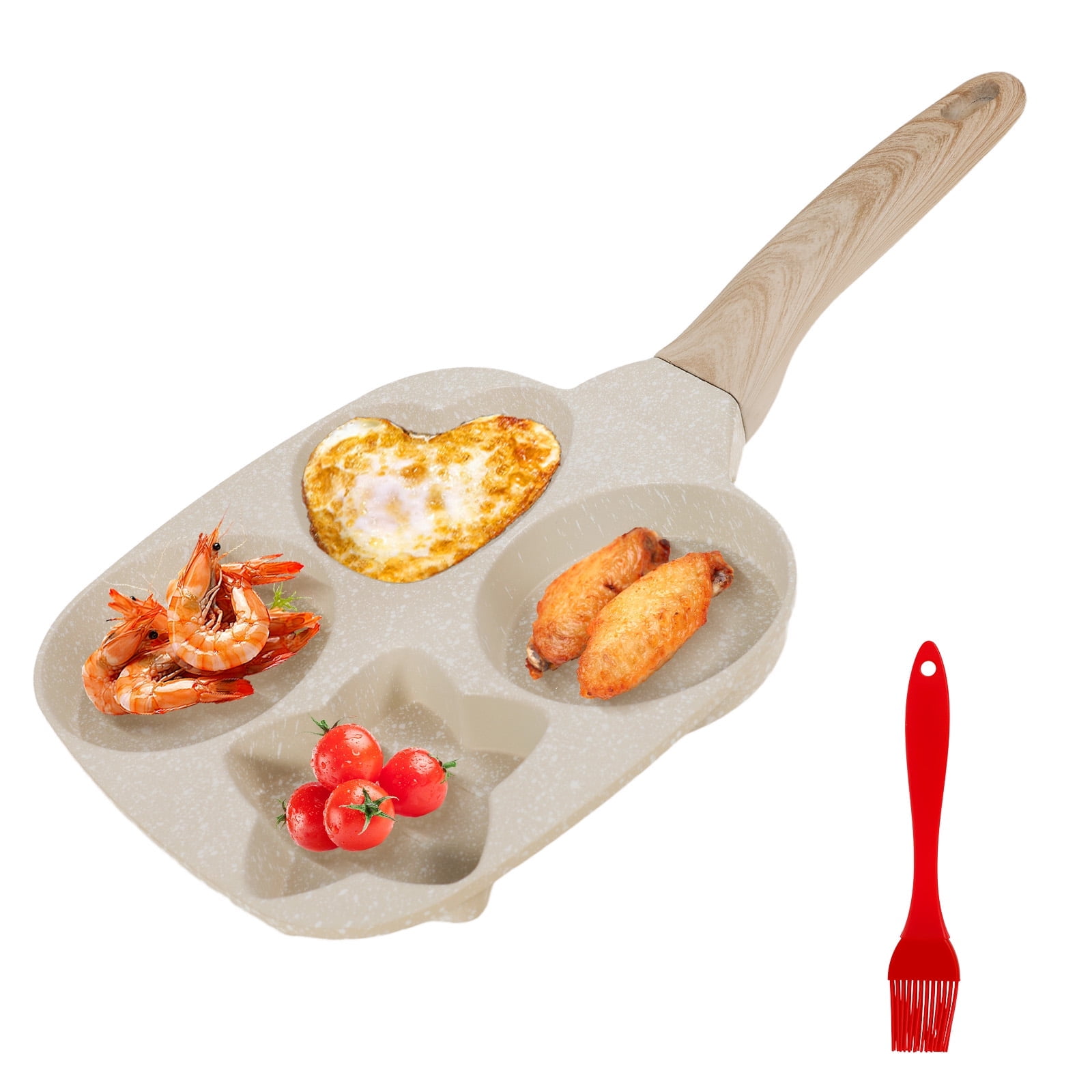 Hvxrjkn Egg Pan Egg Frying Pan with Detachable Handle 7.5*7.5in 4 Cup Marmolite Coating Non Stick Easy to Clean Mini Breakfast Pan for Omelet Patty