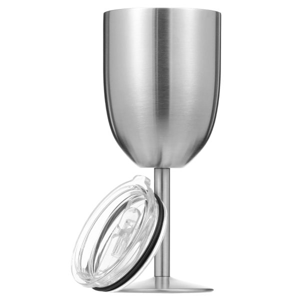 Tcwhniev 304 Stainless Steel Wine Glass with Lid for Party Bar Leak Proof Wine Cup Insulated Double Walled Goblet for Wedding Anniversary
