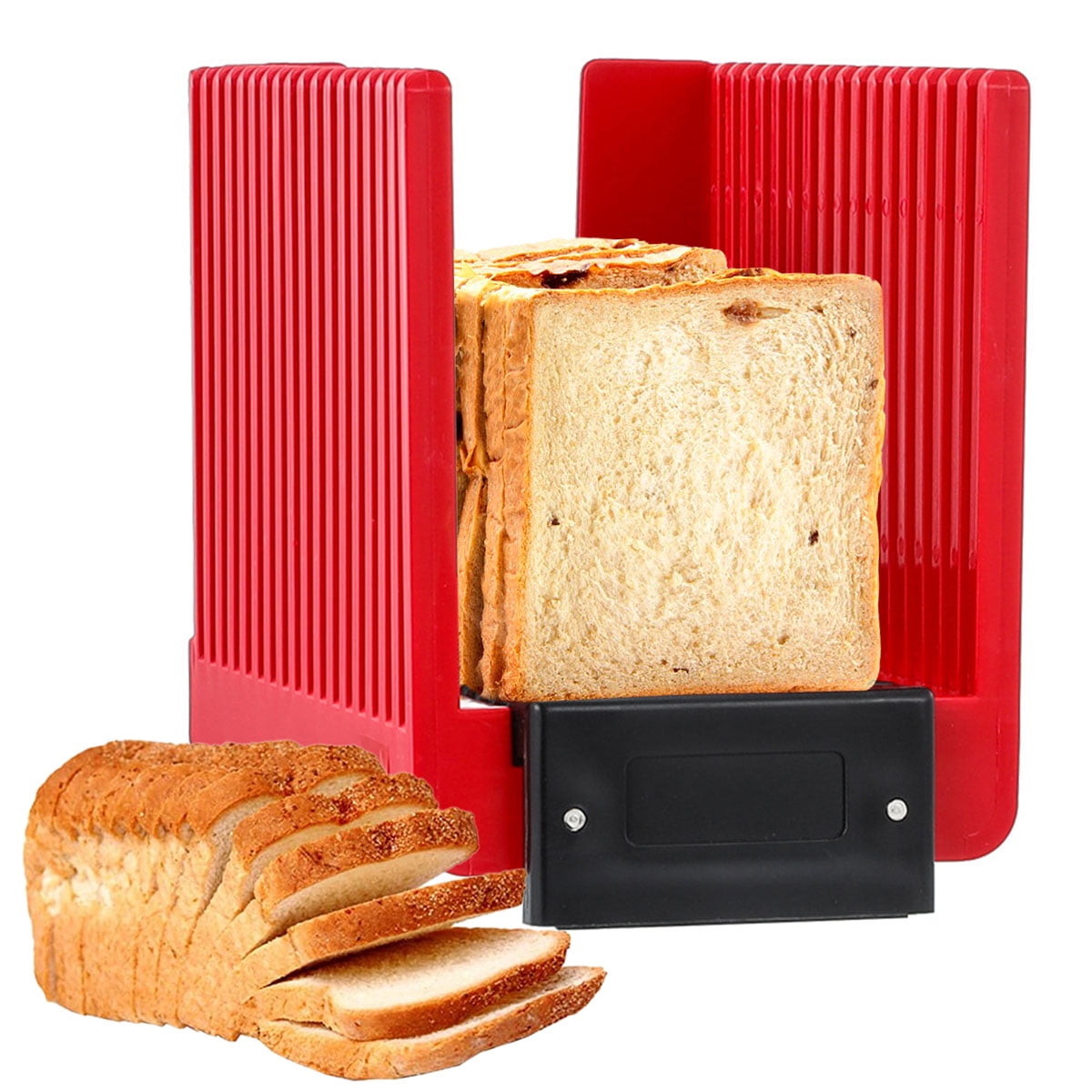 Toast Bread Slicer Foldable Bread Slicer for Homemade Bread Food Grade Plastic Loaf Sandwich Slice Cutter Uniform Cutting Multi-function Bread Slicer for Kitchen Baking Fruit Vegetables