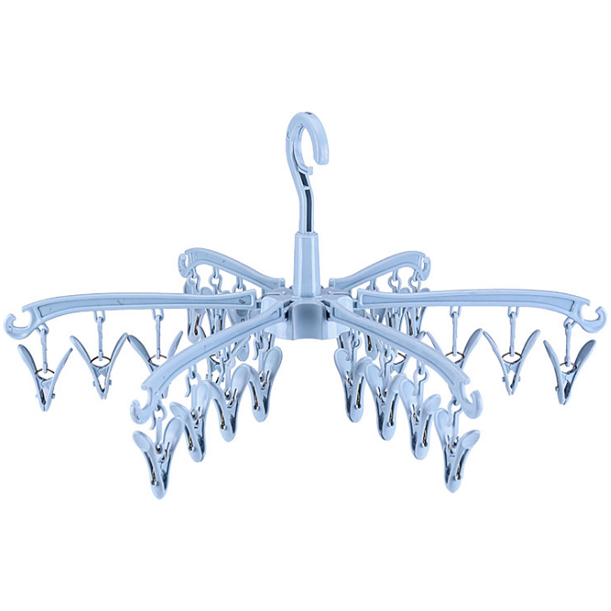 Sock Drying Rack 24 Clips Plastic Laundry Clothes Hanger Rotatable Hanger Sock Dryer Foldable Portable Clothes Drying Rack Folding Sock Hanger for Socks Underwear Baby Clothes