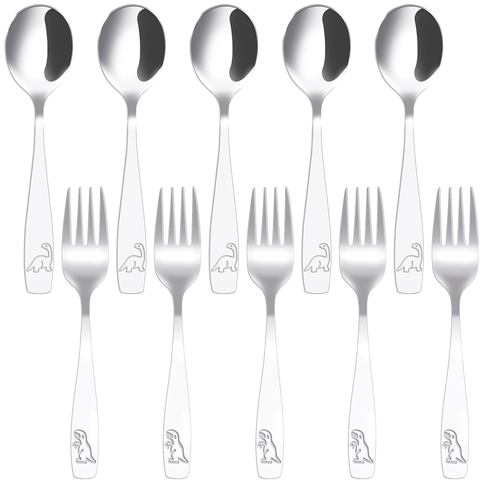 Xiyztok 10PCS Kids Silverware Set,kid Utensils, Stainless Steel Children's Safe Flatware Set, Baby Fork and Spoon Set, Kids Cutlery