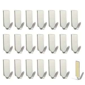 SKYCARPER 20Pack Adhesive Hooks Heavy Duty Stick on Wall Hooks Towel Hooks Door Hooks