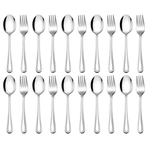 Tcwhniev 20 Pieces Kids Silverware Set, Stainless Steel Toddler Utensils, Kids Cutlery Set, Preschooler Eating Flatware Utensils Includes 8 Forks, 8 Spoons