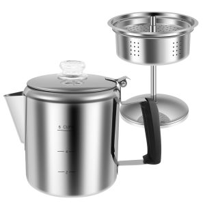 Jetcloudlive Stainless Steel Coffee Percolator 6-Cup Portable Camping Coffee Pot with Glass Knob for Gas Stove Top or Cooktops Coffee Making