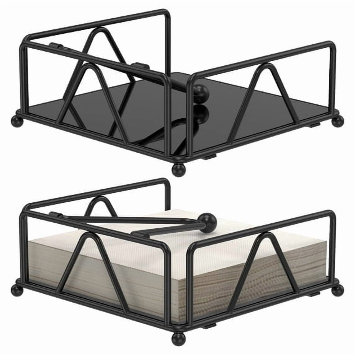 Hvxrjkn 2Pcs Napkin Holder for Table Iron Flat Napkin Dispenser with Weighted Arm Square Cocktail Paper Holder for Countertop Dining Room
