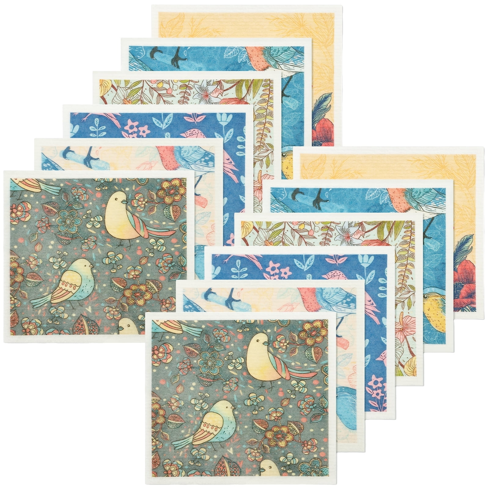 Hvxrjkn 12Pcs Swedish Dishcloths Reusable Kitchen Dish Towels Absorbent Dishcloths Washable Soft Cellulose Sponge Cloths 7.7 x 6.7in Kitchen Wash Rag for Washing Dishes2