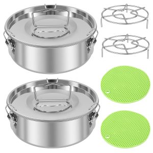 Jetcloudlive Stainless Steel Flan Mold 1.5QT Set of 2,Flan Pan for Instant Pot 6-8QT,Mexican Design Flanera Flan Maker,Flan Pan,Moldes para Flan - Flaneras Moldes con Tapa
