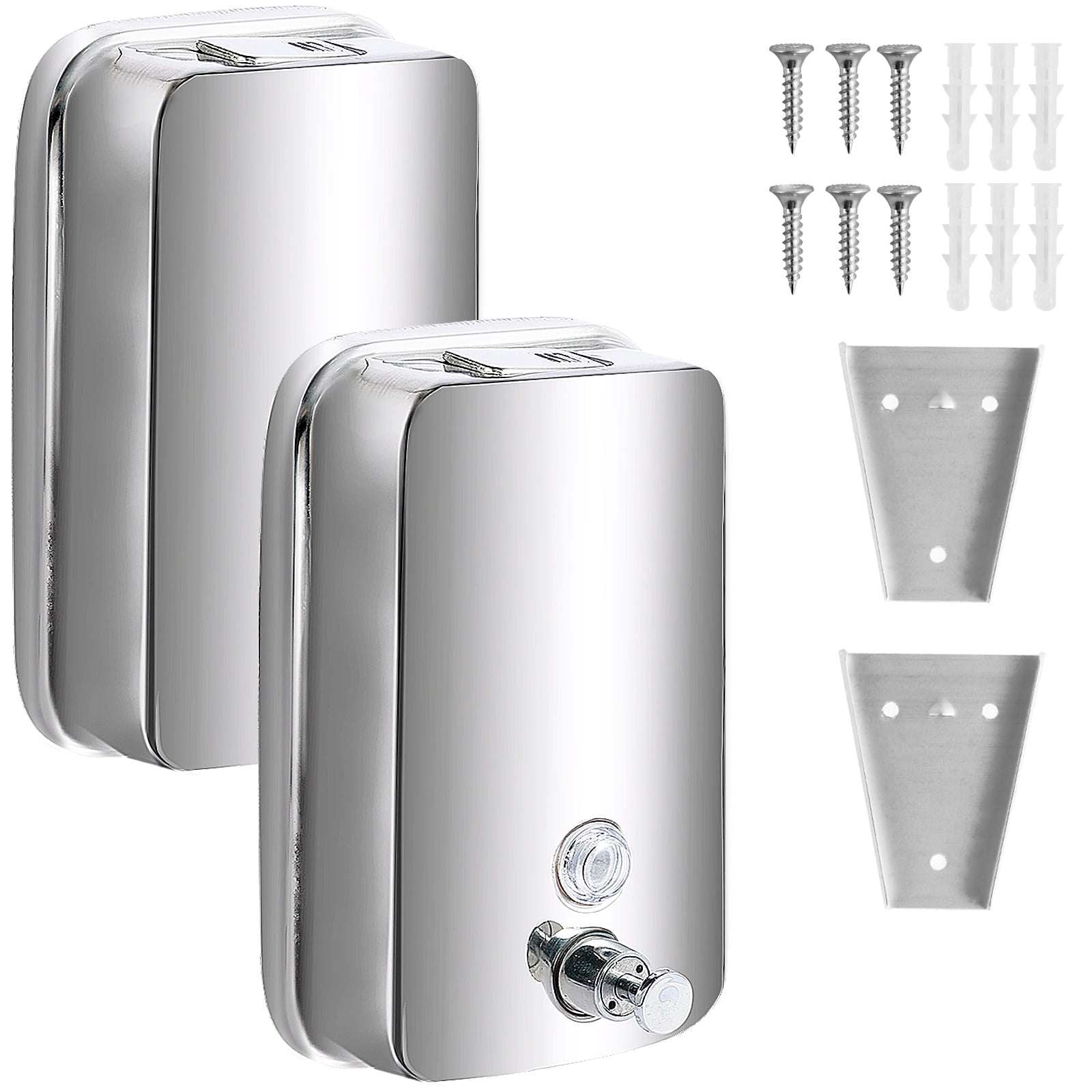 Hvxrjkn 2Pcs Commercial Soap Dispenser 4.72*2.17*7.87in Stainless Steel 1000ml Wall Mount Manual Liquid Pump Rust Proof Leak Free for Bathroom