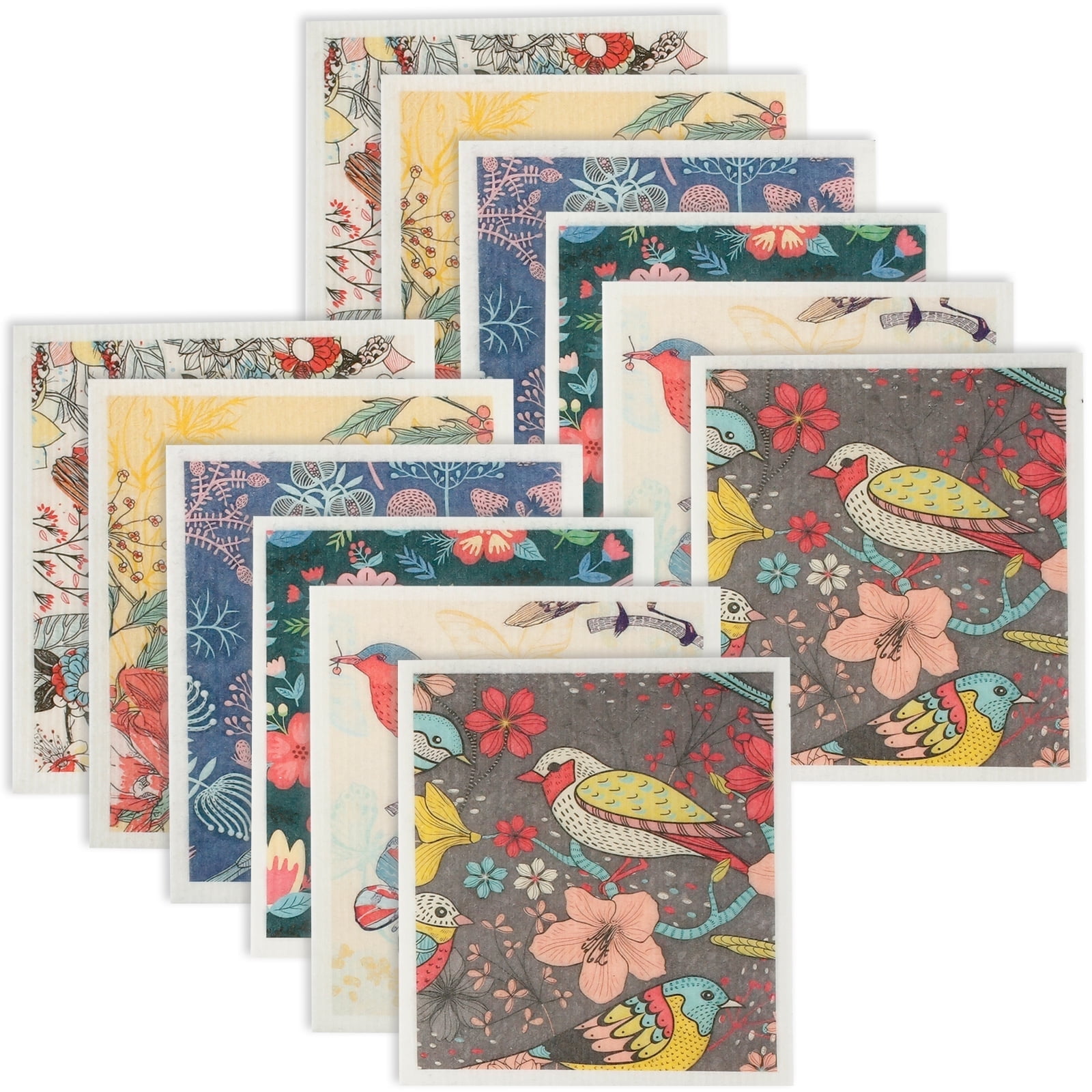 12Pcs Swedish Dishcloths Reusable Kitchen Dish Towels Absorbent Dishcloths Washable Soft Cellulose Sponge Cloths 7.7 x 6.7in Kitchen Wash Rag for Washing Dishes