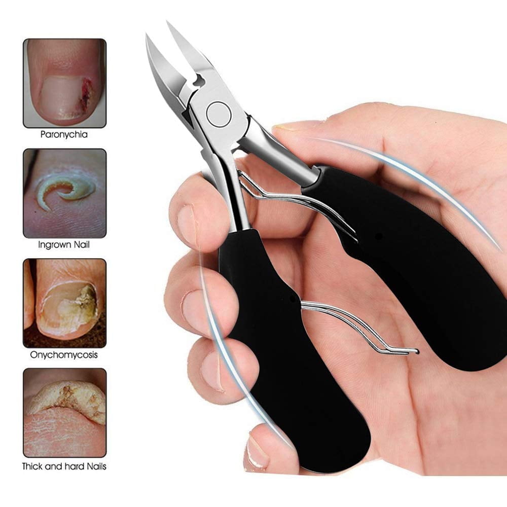 Toenail Clippers for Thick/Ingrown Nails, Surgical Grade Stainless Steel, 5" Long, Black