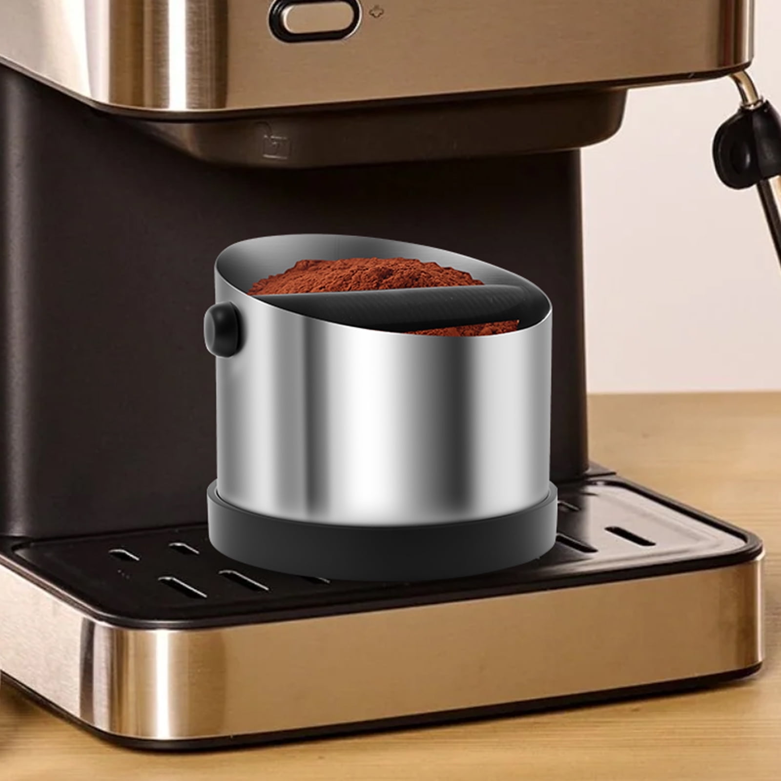 Knock Box with Knock Bar for Cafe Stainless Steel Box Espresso Coffee Container Fit Most Espresso Machines for Home Restaurant Bar