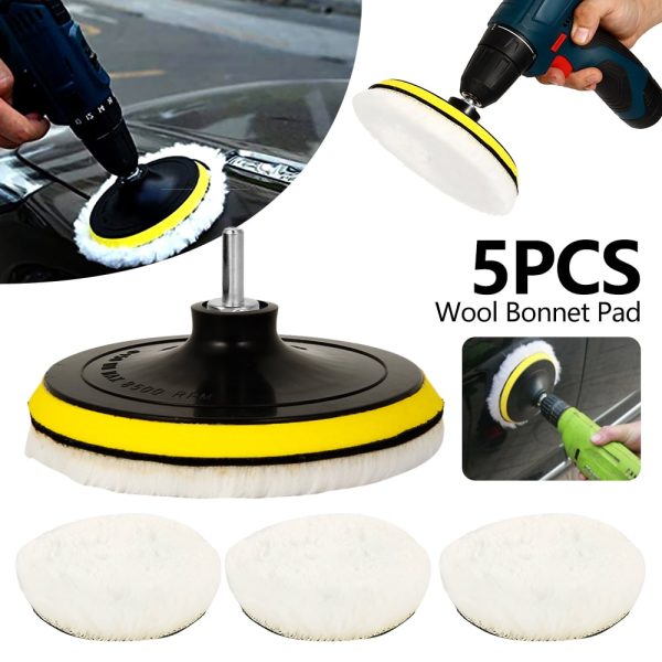 Tcwhniev Wool Buffing Pads Automotive Polish, 210 lb, 5 Piece