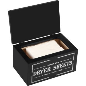 Hvxrjkn Wooden Dryer Sheet Holder With Lid Large Wooden Capacity Dustproof Softener Sheets Dispenser Easy Access Multipurpose Dryer Sheet Storage Box for Laundry Room Bathroom