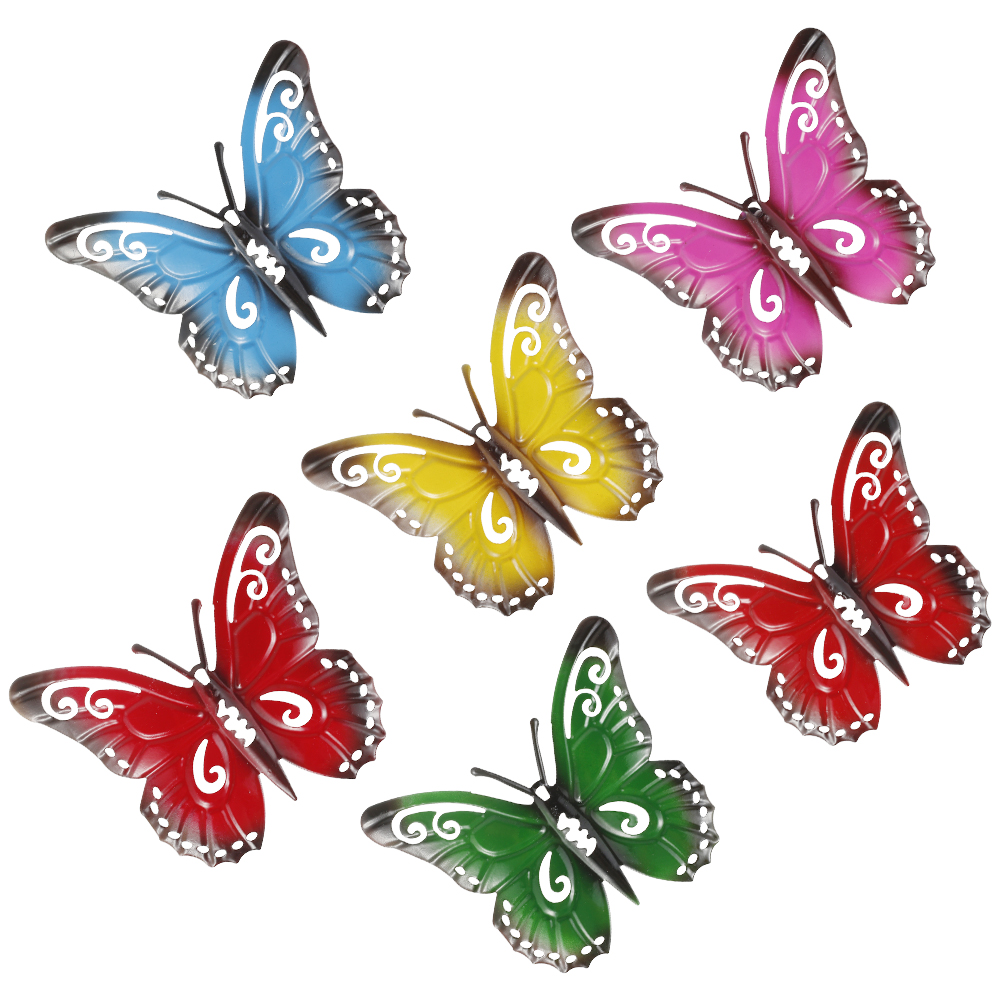 Hvxrjkn 6 Pieces Metal Butterfly Wall Decor Outdoor Garden Butterfly Metal Wall Art Sculpture for Indoor Home Walls Fences Yard Sheds Weather-Resistant Heavy Duty Decorative Butterfly Art
