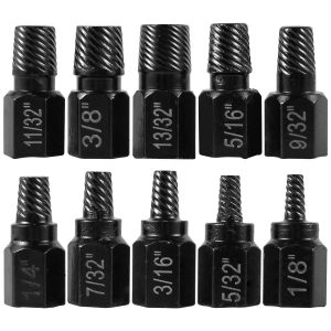 10Pcs Screw Extractor Kit Alloy Steel Damaged Screw Remover Easy Out Drill Bits Broken Bolt Stud Remover Multi-Spline Tool for Bolt Stud Pipe Home Professional Repair