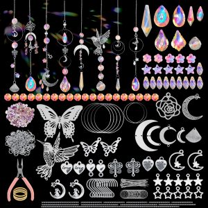 400Pcs DIY Suncatchers Making Supplies Kit Decorative Suncatcher Prism Making Kit Window Hanging D??cor Set for Kitchen Office Adults