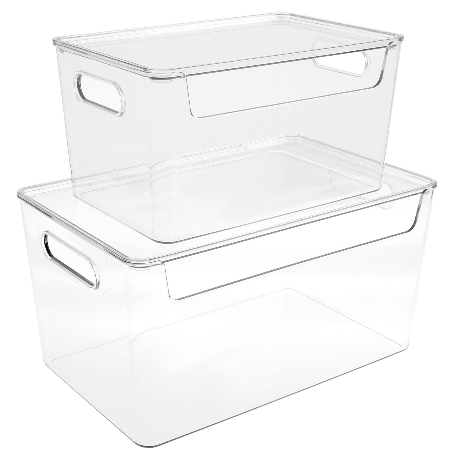 2 Pcs Trash Bag Holder with Lid Clear Garbage Bag Dispenser Stackable Trash Bag Storage Under Sink Trash Bag Roll Holder Open Front Trash Bag Organizer for Garbage Bag