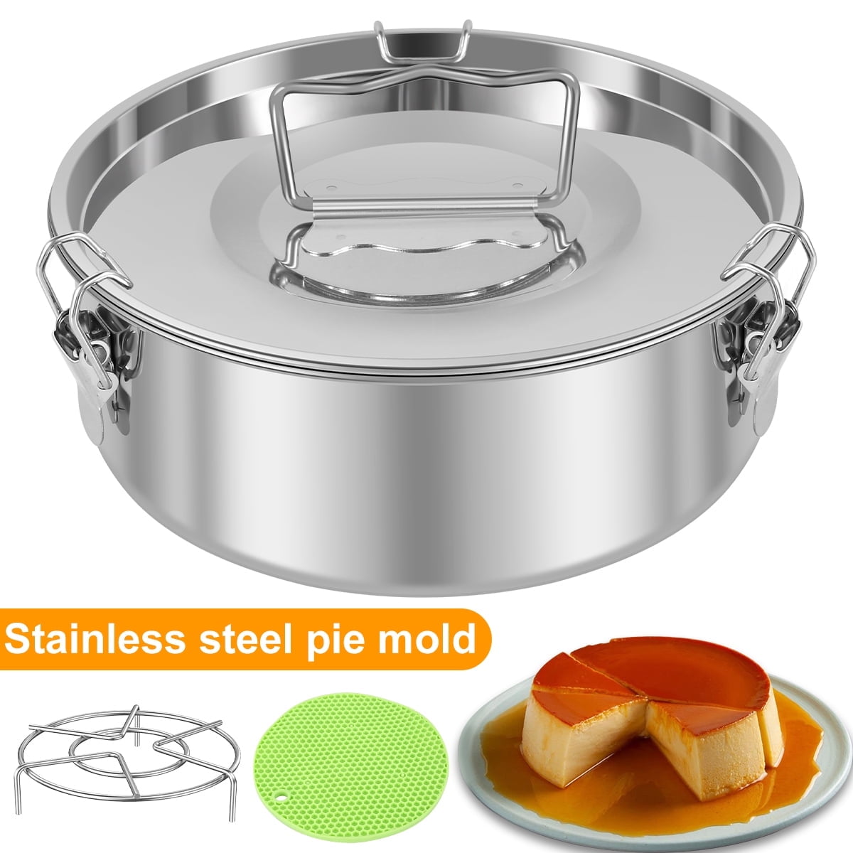 Rzvnmko Stainless Steel Flan Mold 1.5QT,Flan Pan for Instant Pot 6-8QT,Mexican Design Flanera Flan Maker,Flan Pan,Moldes para Flan - Flaneras Moldes con Tapa