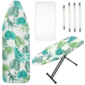 Ironing Board Cover and Pad 57.8??18.8in Ironing Board Cover with Elastic Edges Scorch Resistant Ironing Board Cover Set with Ironing Mat 4 Fasteners Easy Install Printed Pattern for Dorm Laundry