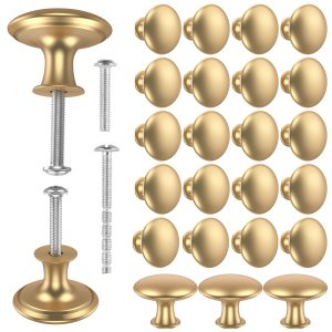 Hvxrjkn 25Pcs Drawer Knob Set Zinc Alloy Cabinet Handles Rustproof Gold Dresser Knobs for Kitchen Cabinets Drawer Dresser Furniture Renovation