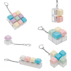 Hvxrjkn 6 Pcs Colorful Keyboard Fidget Toy Portable Keyboard Clicker Toy Funny Keypad Fidget Keychain Decompression Plaything for Adult