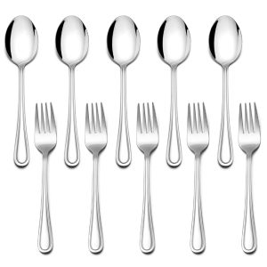 10 Pieces Kids Silverware Set,Stainless Steel Toddler Utensils,Childrens Safe Forks and Spoons,Kid Utensils Set Includes 5 Forks,5 Spoons