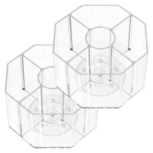 2Pcs Drinks Packet Organizer Clear Rotatable Water Flavor Packet Organizer Lazy Susan Rotating Pen Storage for Counter Top Pen Makeup