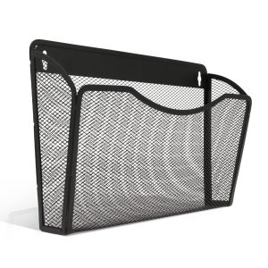 Magnetic File Holder Carbon Steel Magnetic File Organizer No Drilling Magnetic File Folder Holder Large Capacity Paper Holder Multifunctional Mail Organizer for Refrigerator Black