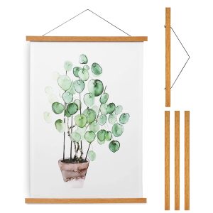 BUTORY Wall Hanging Wooden Frame Wide Magnetic Poster Hanger Frame,Wood Frame for Posters, Prints, Photos, Pictures, Maps, Scrolls and Artwork