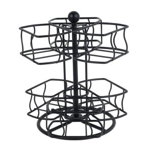 Tea Bag Organizer 360 Degree Rotating Tea Bag Organizer with 6 Compartments 2 Tier Metal Tea Bag Storage Rack Organize 60 Tea Bags Versatile Tea Bag Carousel for Kitchen Office