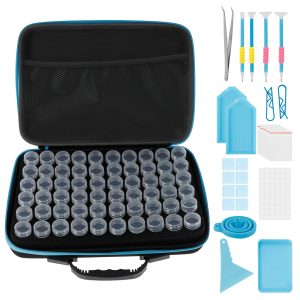 Diamond Art Storage Containers 60 Slots Diamond Art Accessories Organizer with Diamond Drawing Tools Portable Diamond Art Storage Case for Diamond Drawing Lovers Craft Enthusiasts