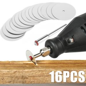 BUTORY 22mm Stainless Steel Cutting Wheel Fast Cutting Tool Kit Rotary Tool Accessories with Pole for Wood Plastic Pipe Cutting