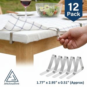 36PCS Tablecloth Clips Set Stainless Steel Table Cloth Cover Clamps Heavy Duty Outdoor Tablecloth Fixing for Restaurant Picnics Banquet Weddings Graduation Party (Sliver)