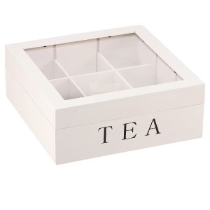 Tea Bag Organizer Wood Tea Bag Holder with Clear Lid 9 Compartments Tea Caddy Practical Tea Organizer Reusable Tea Bag Caddy Large Capacity Tea Bag Box for Home Office
