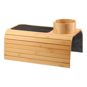 Bamboo 3 in 1 Couch Cup Holder Tray for Snack Beverage Detachable Non Slip Sofa Arm Rest Table Space Saving Rollable Sofa Armrest Tray for Floors Sofas Beds