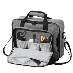 Projector Carrying Case Portable Travel Projector Bag with Accessories Storage Pockets and Adjustable Shoulder Straps for Travel