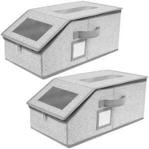 OKYMOTOR 2Pcs Baseball Cap Organizer Foldable Non Woven Fabric Closet Hat Container for Bedroom Living Room Wardrobe ( Gray )