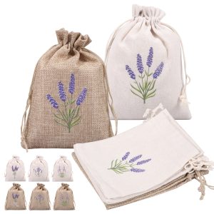 OKYMOTOR 16Pcs Lavender Sachet Bags with Linen and Canvas Easy to Use Cotton Linen Sachet Pouch for Filling Candy Jewelry
