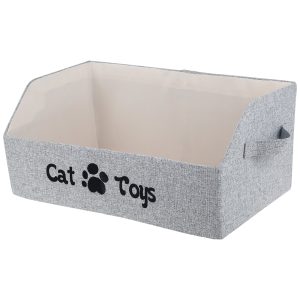 Cat Toy Box Large Capacity Cat Toy Basket Foldable Fabric Dog Toy Storage Box Trapezoid Pet Supplies Organizer Boxes with Handles Versatile for Cat Dog Toys Snacks Clothes
