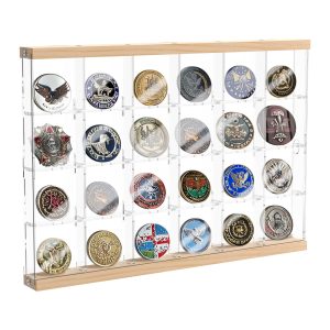 Acrylic Challenge Coin Holder with 16/24 Compartments Clear Challenge Coin Display Box Versatile Pin Display Case for Collectors