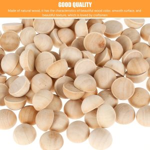 BUTORY 100PCS Half Wooden Beads Wooden Balls Split Wooden Balls Mini Half Wooden Craft Balls Craft Supplies for DIY Projects Kids Arts Wooden Ornaments