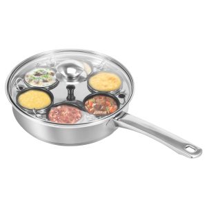Stainless Steel Egg Poacher Pan Uniform Heating Poached Egg Cooker Thermal Insulation Poached Maker Pan with 6 Small Cup for Home